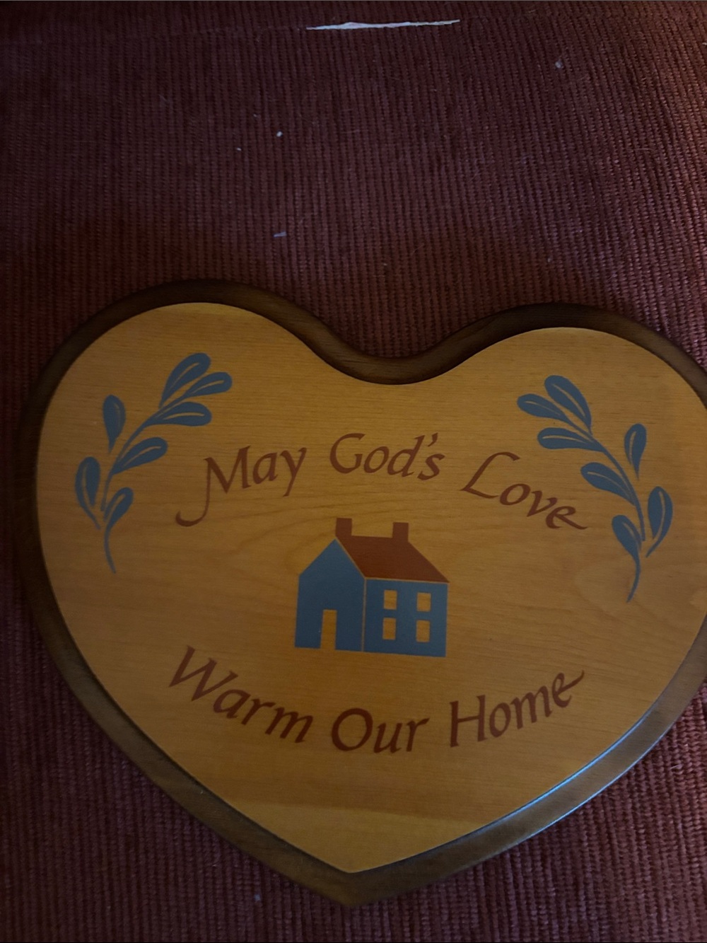 Home Interiors Heart Plaque with Blue and Brown Accents